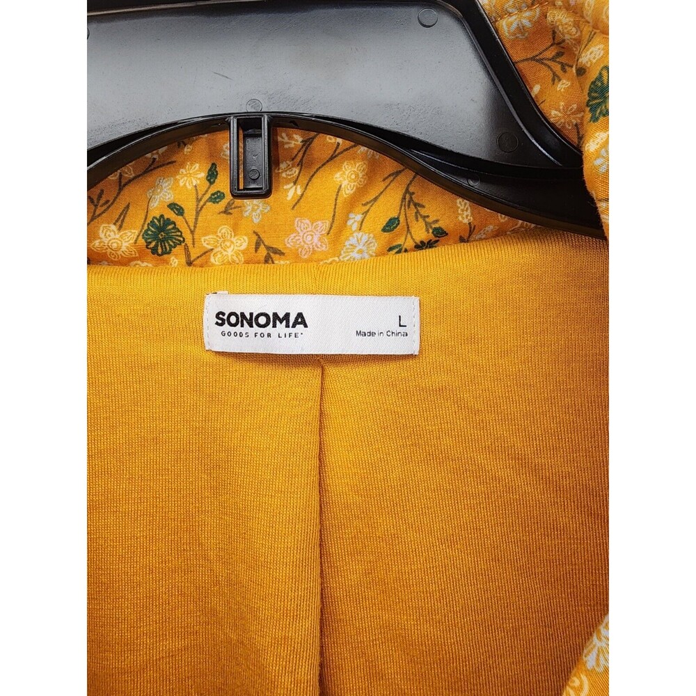 Sonoma Women's Jacket Sz Large 100% Cotton Quilted in Gold Floral Print - Picture 3 of 10